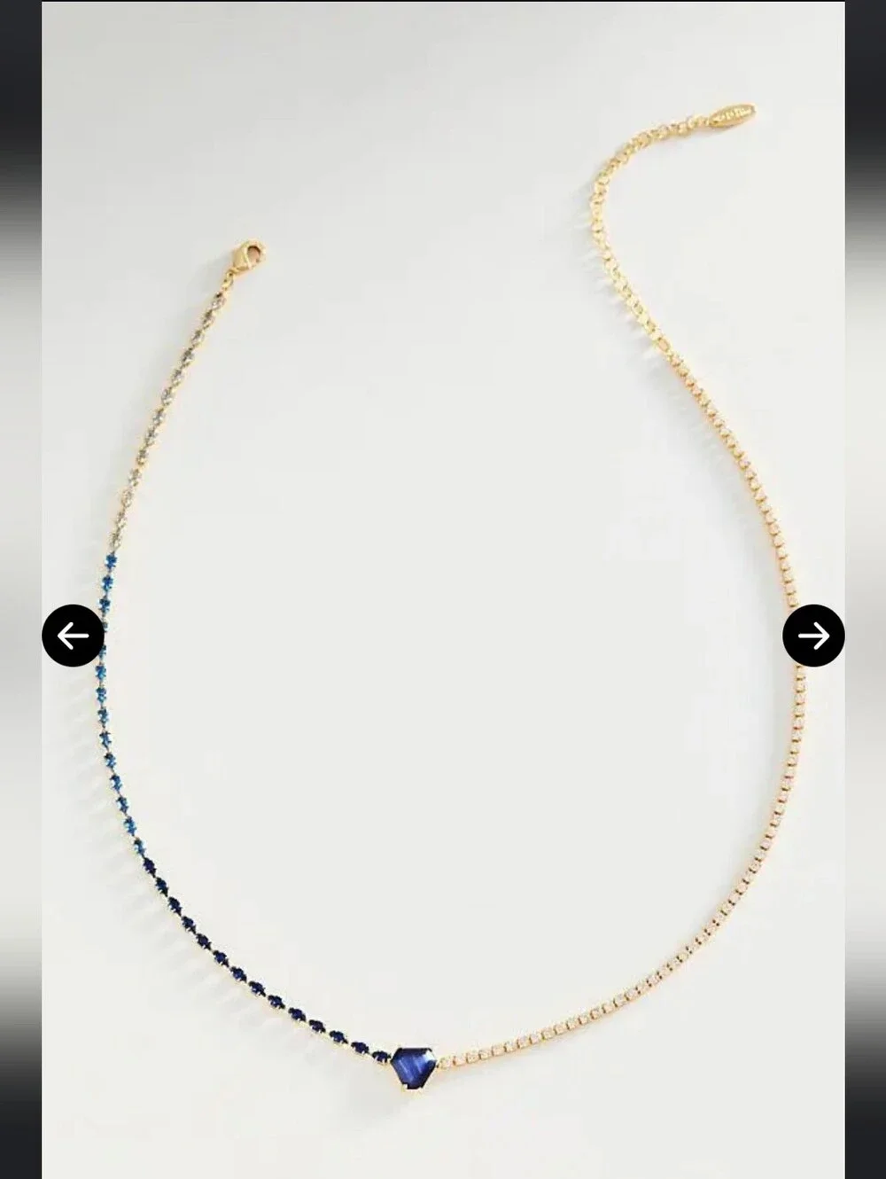 Anthropologie × Serafina, Soloist Crystal Mixed Chain Necklace,Sapphire,MSRP $54